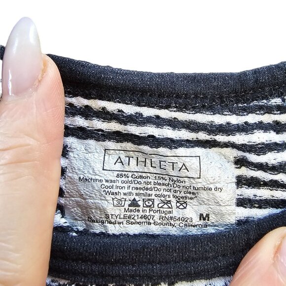 Athleta Women's Striped Athletic Tank Top Black and White size M - Picture 5 of 7